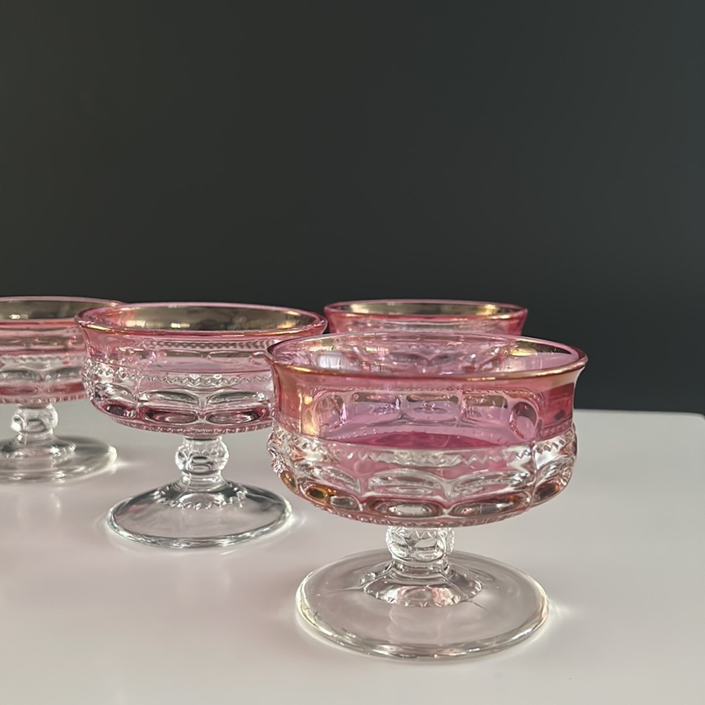 Indiana cranberry glass thumb prints sherbet glasses. Set of 5.